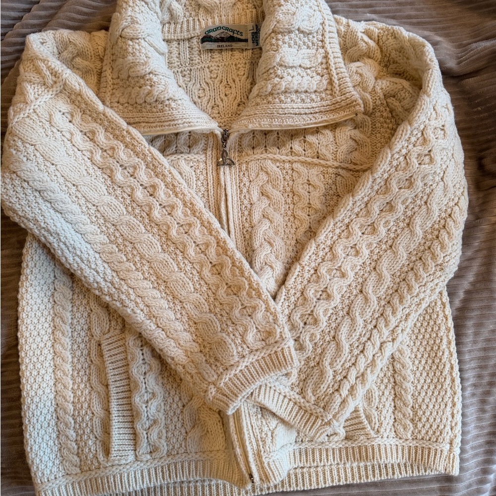 Aran Crafts Cream Cable Knit Sweater